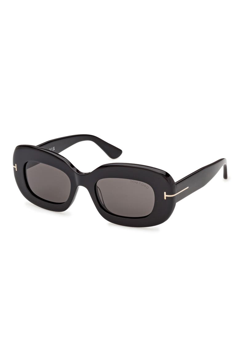 Islay 50mm Small Rectangular Sunglasses, Alternate, color, SHINY BLACK / SMOKE