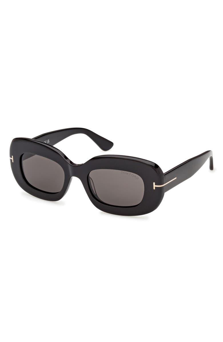 TOM FORD Islay 50mm Small Rectangular Sunglasses, Alternate, color, Shiny Black / Smoke
