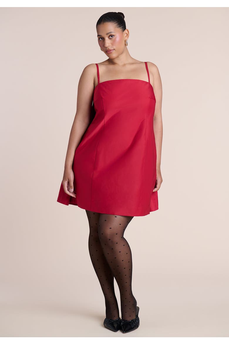 Cape Detail Taffeta Mini Dress, Alternate, color, SCOOTER RED