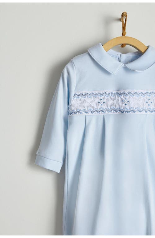 Babycottons Smock Pima Footed Playsuit In Blue