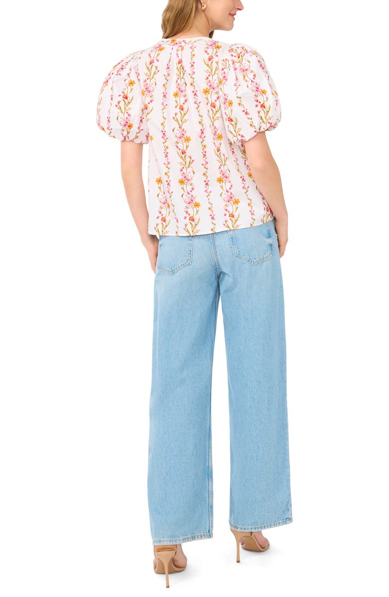 Vince Camuto Floral Puff Sleeve Organdy Top, Alternate, color, Pink Bliss