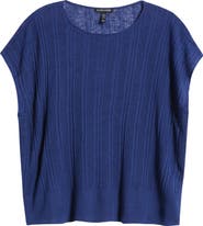 Eileen Fisher Variegated Rib Organic Cotton & Organic Linen Sweater
