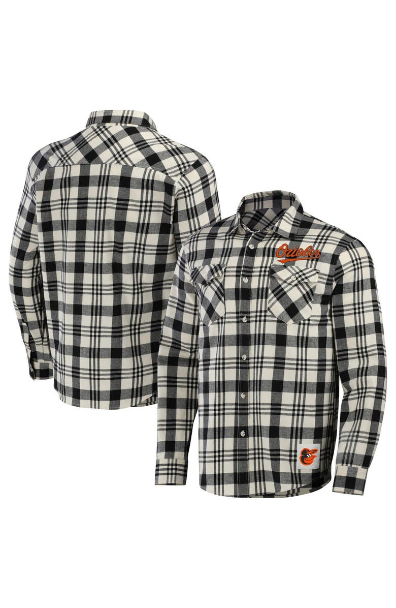 Darius Rucker Collection by Fanatics Men's Darius Rucker Collection by Fanatics Black Baltimore Orioles Plaid Flannel Button-Up Shirt, Alternate, color, Black