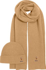 Polo Ralph Lauren Pony Merino Wool Hat & Scarf Set