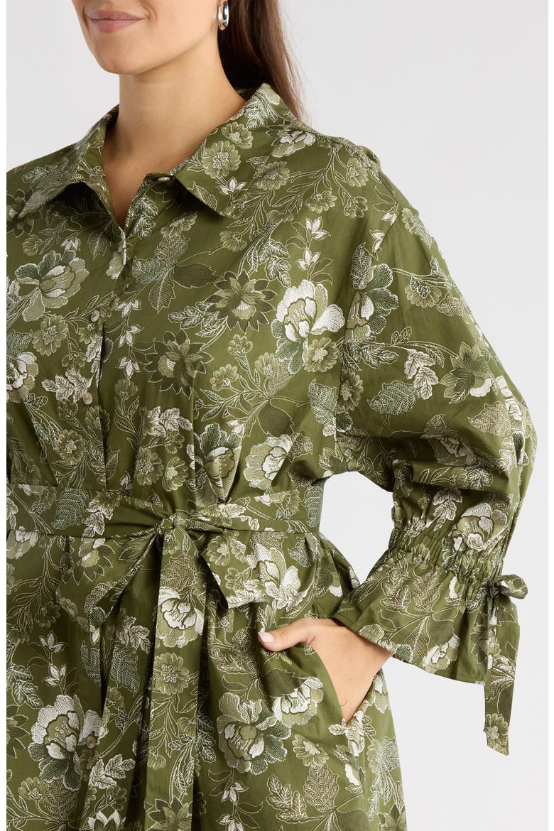 Emelia Hazelton Floral Cotton Shirtdress, Alternate, color, CREAM-OLIVE