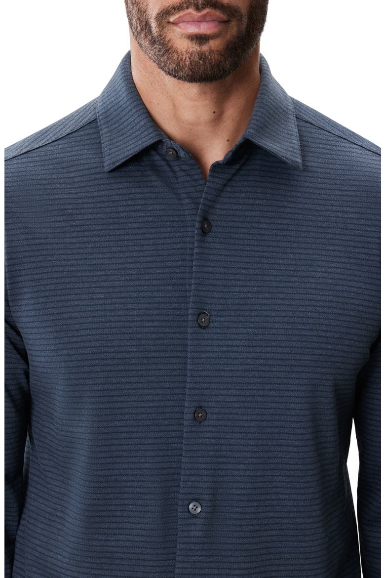 Reyolds Stripe Knit Button-Up Shirt, Alternate, color, DARK TEAL