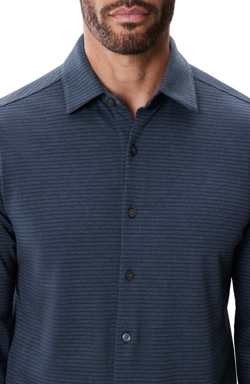 Robert Barakett Reyolds Stripe Knit Button-up Shirt In Blue