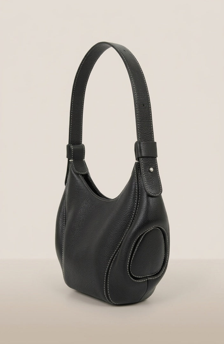 Modenaire Curved Shoulder Bag, Alternate, color, Black