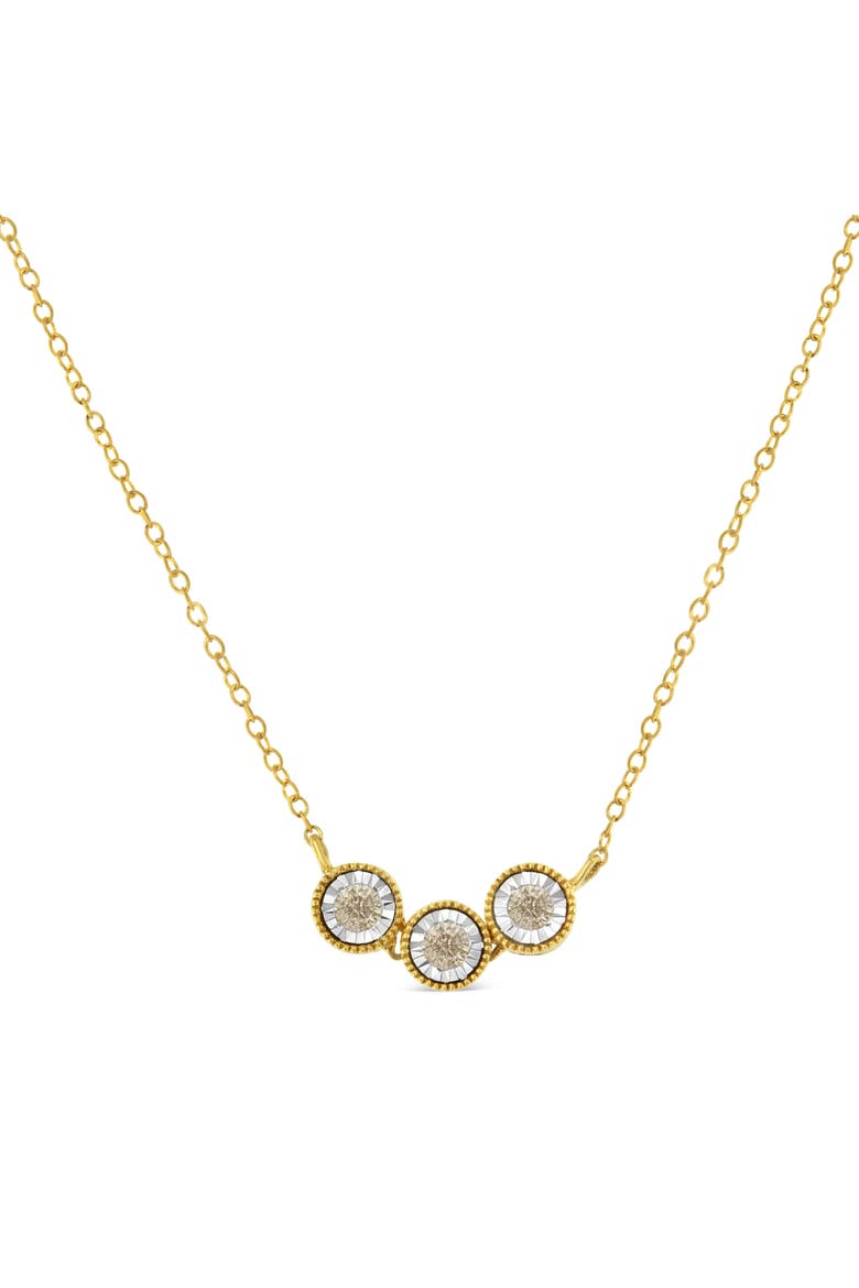 Two-Toned -Silver Champagne Diamond 3 Stone Necklace, Alternate, color, Yellow