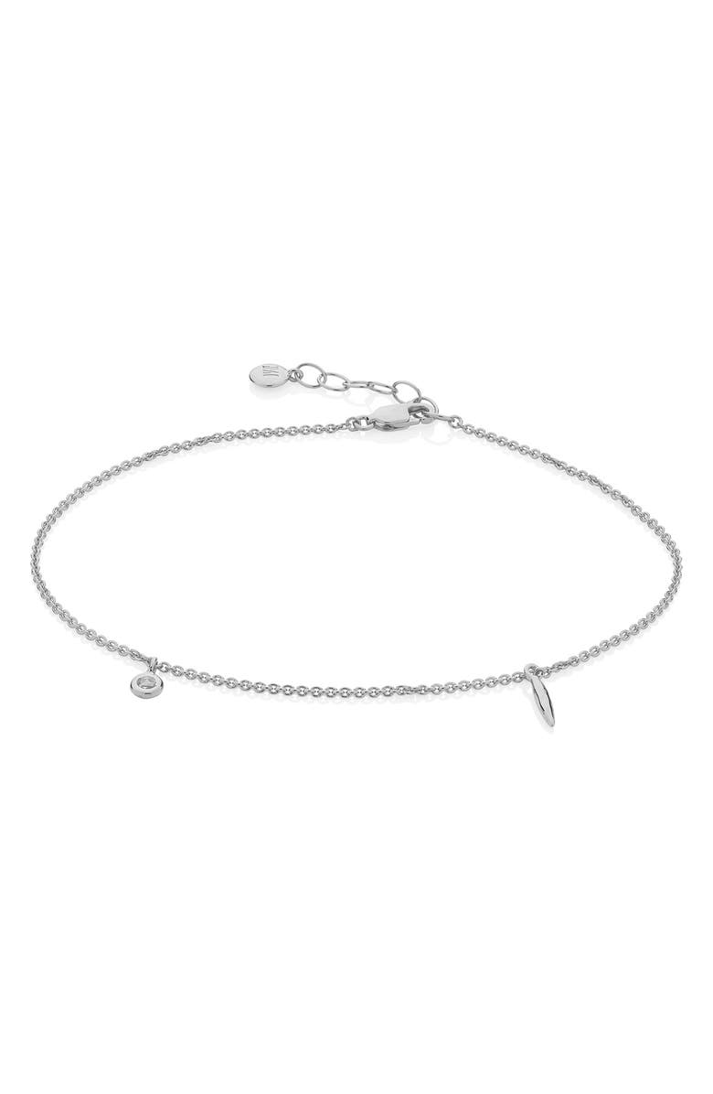 Monica Vinader Siren Charm Anklet, Main, color, Silver