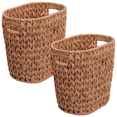Maple Resin 4.5-Gallon Tapered Oval Wicker Watebasket with Handles (Set of 2)