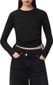 AllSaints Sonny Side Ruched Cotton Top