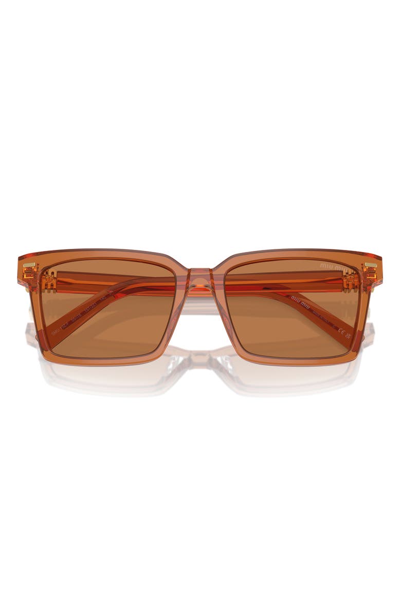 Miu Miu 55mm Rectangular Sunglasses, Main, color, Brown