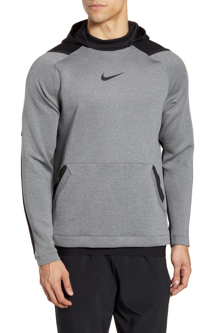 Pro Dri-FIT Fleece Hoodie, Main, color, CHARCOAL HEATHER/ BLACK