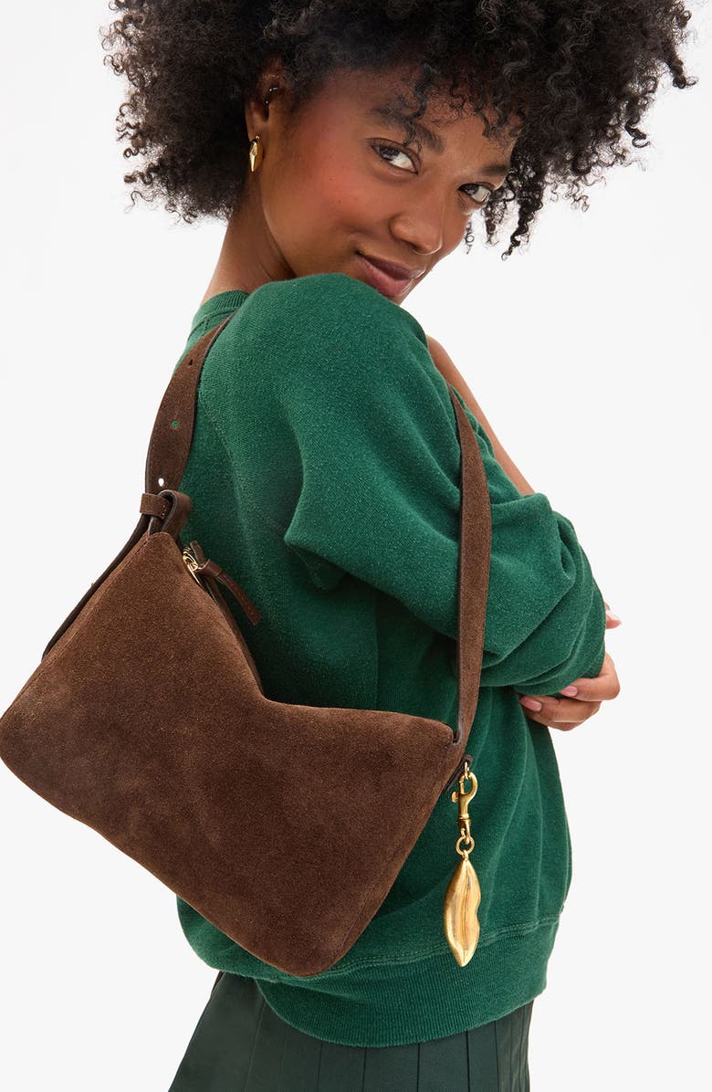 Clare V. Fleurine Suede Shoulder Bag, Alternate, color, Chocolate