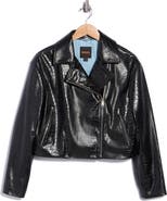 BOSS Jaby Croc Embossed Faux Leather Jacket