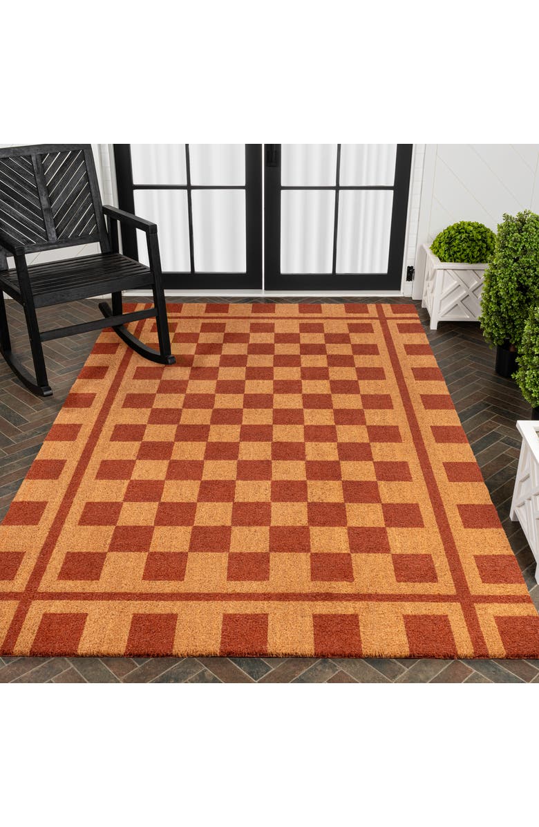 JONATHAN Y Peater Classic Casual Commerical Natural Coir Mat Indoor/Outdoor, Alternate, color, Natural Red