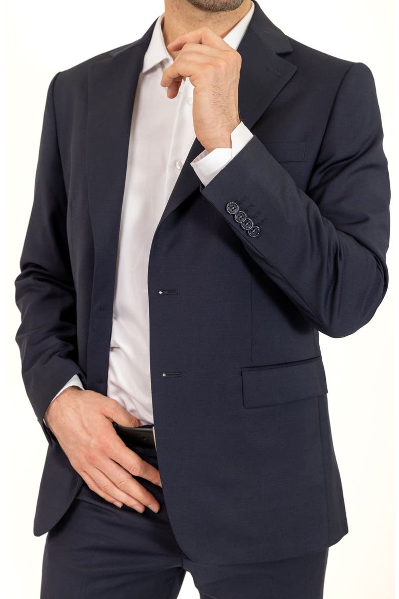 Trim Fit Wool Suit, Alternate, color, NAVY