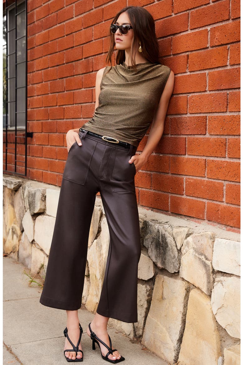 Paige Metallic Sleeveless Shirred Top, Alternate, color, BLACK W/ GOLD