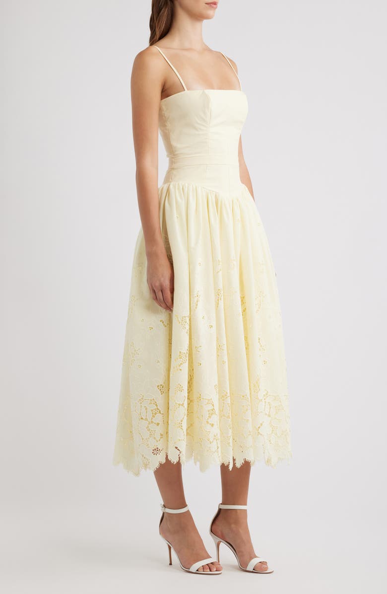 HOUSE OF CB Ysabella Lace Skirt Stretch Cotton Cocktail Dress, Alternate, color, Lemon