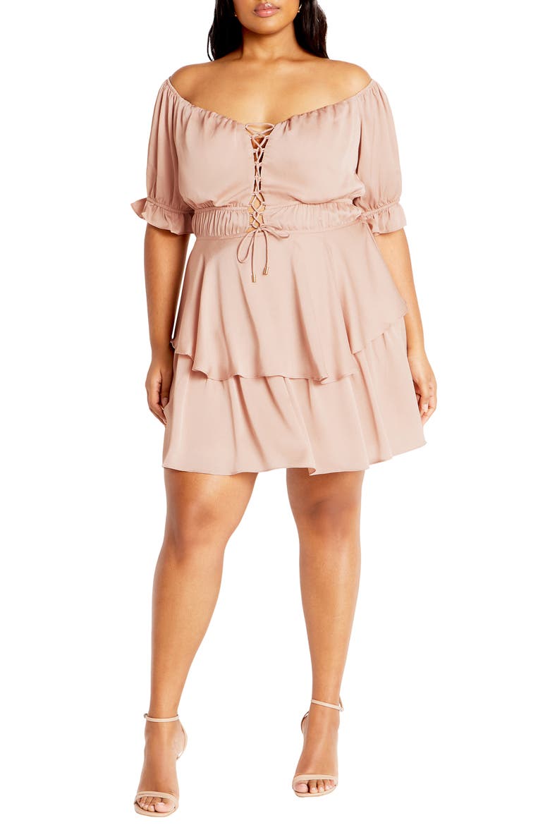 Nia Off the Shoulder Dress, Main, color, PINK