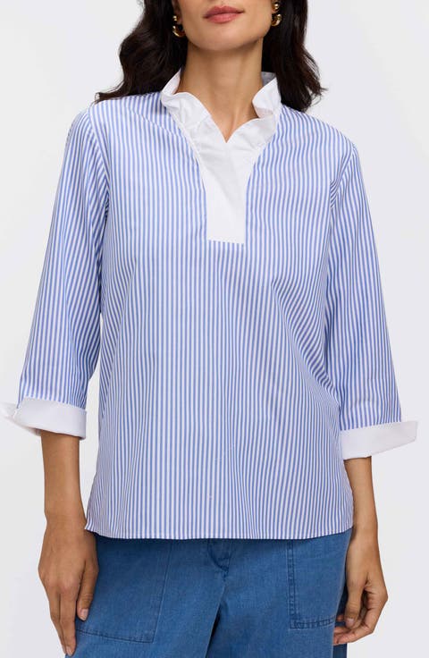 Tammy Ruffle Collar Cotton Top