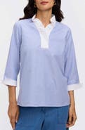 Foxcroft Tammy Ruffle Collar Cotton Top