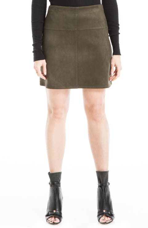 Faux Suede A-Line Miniskirt