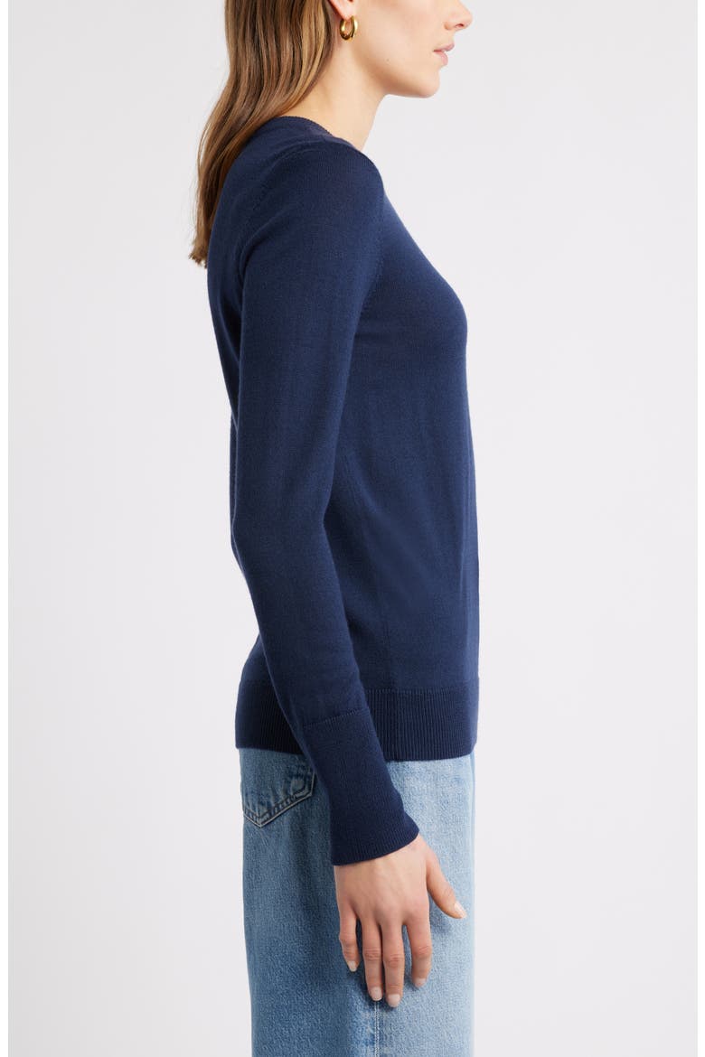 Merino Wool Blend Crewneck Sweater, Alternate, color, NAVY STILL