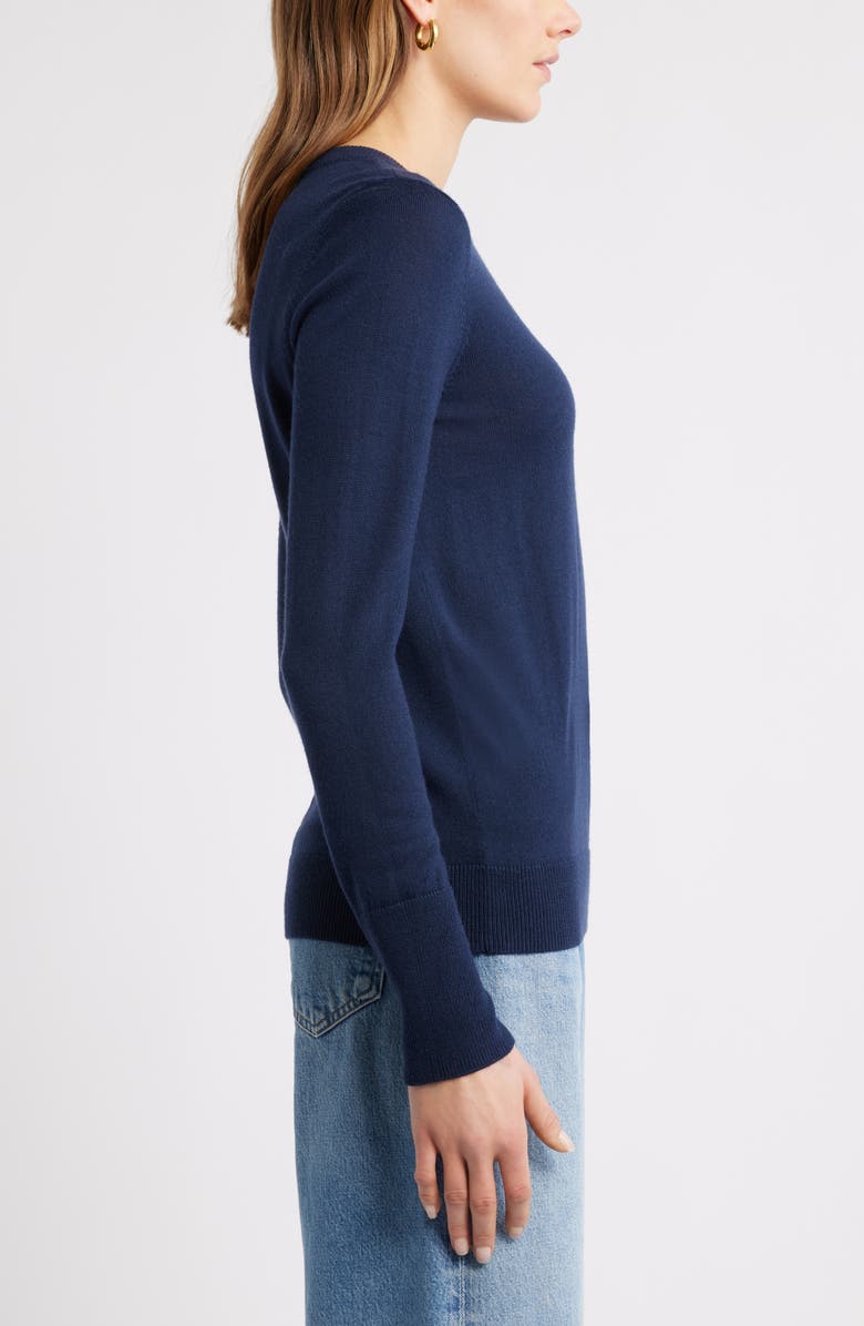 Caslon<sup>®</sup> Merino Wool Blend Crewneck Sweater, Alternate, color, Navy Still