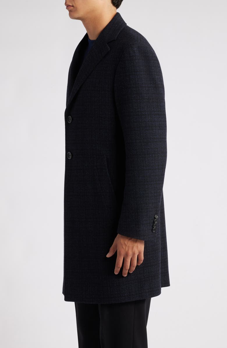Canali Kei Trim Fit Check Wool & Cashmere Topcoat, Alternate, color,