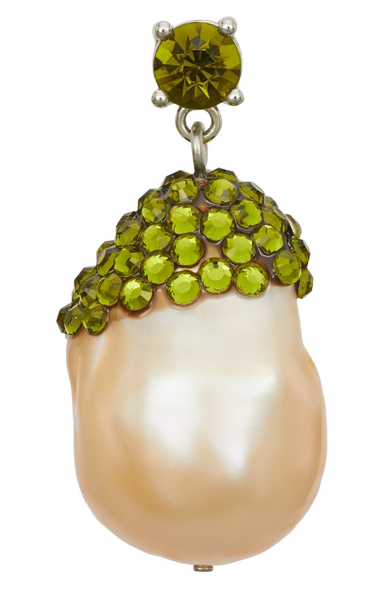 Tory Burch Moondance Crystal & Pearl Drop Earring, Alternate, color, Pink / Green