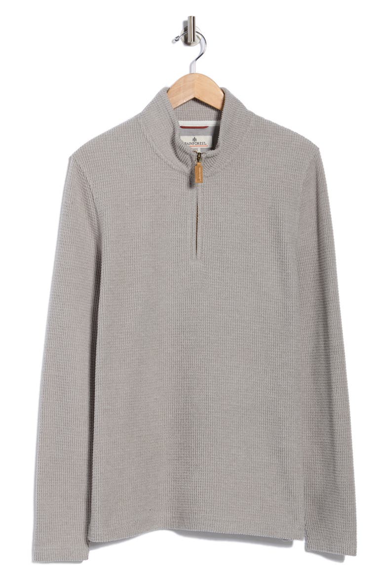 Heritage Lux Waffle Knit Quarter Zip Pullover, Alternate, color, HEATHER GREY