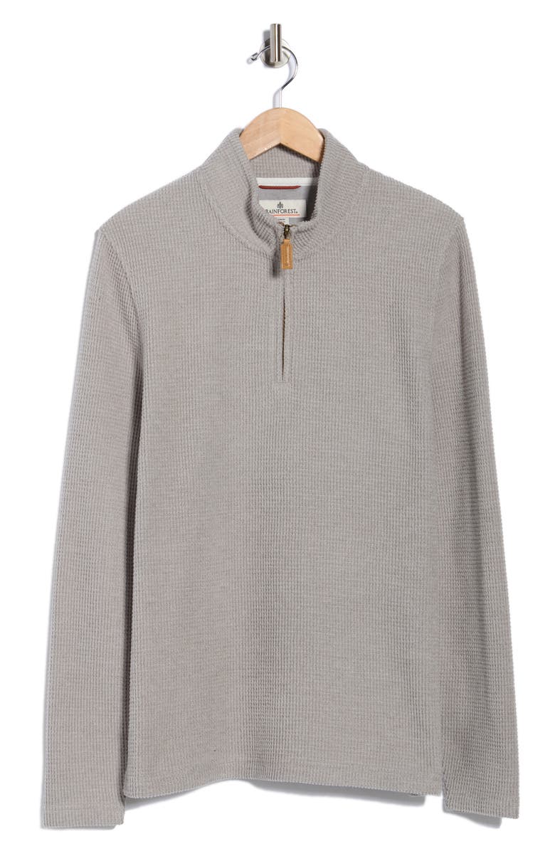 Rainforest Heritage Lux Waffle Knit Quarter Zip Pullover, Alternate, color, Heather Grey