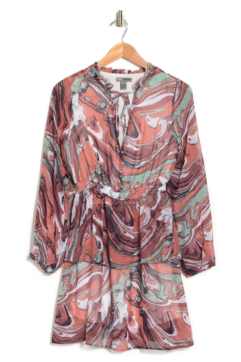 Evelyn Chiffon Tiered Mini Dress, Alternate, color, MARBLE DAY