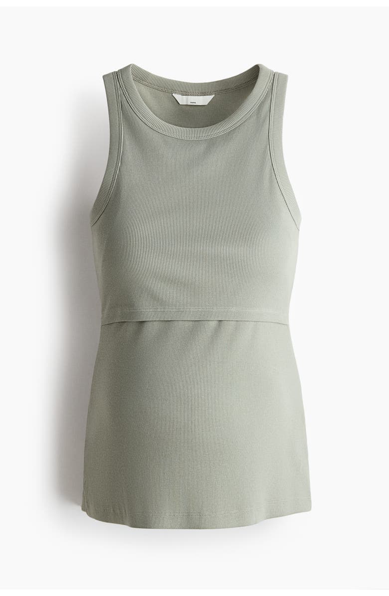 H&M Mama ribbed nursing tank top, Main, color, Light Khaki Green