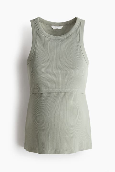 Mama ribbed nursing tank top