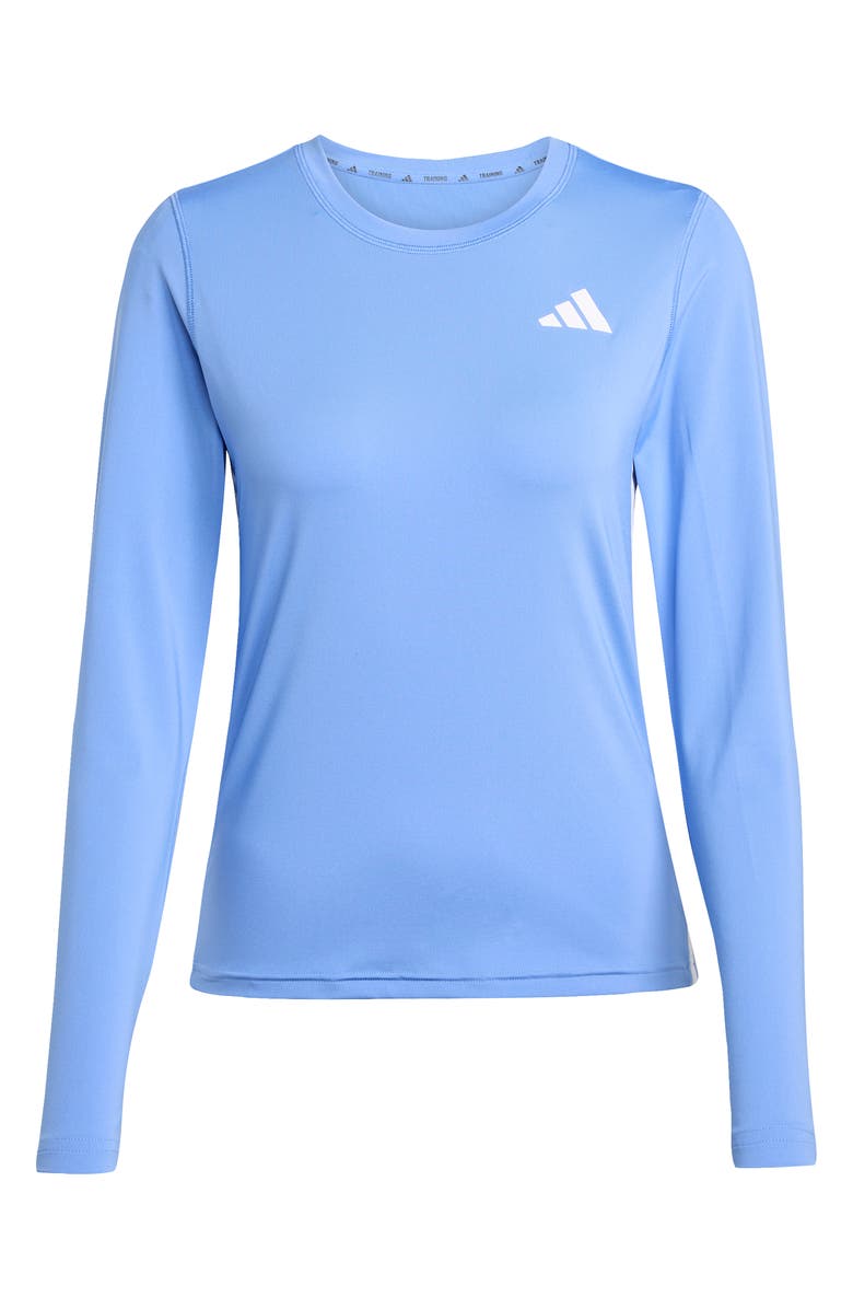 adidas Essentials Long Sleeve 3-Stripes Workout Top, Alternate, color, Blue Fusion/ White