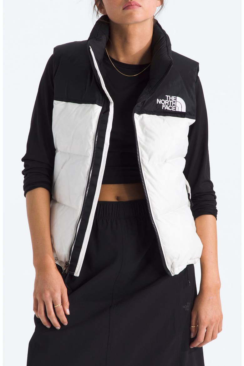 1996 Retro Nuptse Water Resistant Down Puffer Vest, Main, color, WHITE DUNE/ BLACK RECYCLED