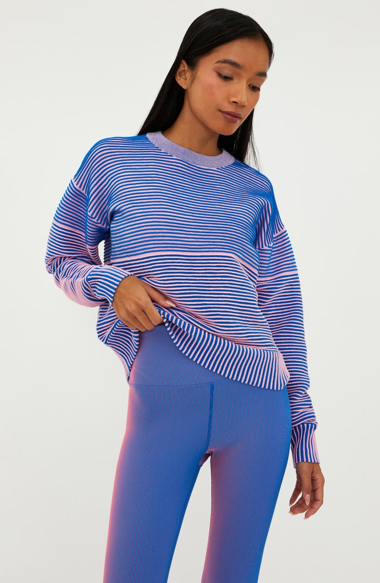 Beach Riot Occulus Textured Stripe Crewneck Sweater, Alternate, color, Imperial Two Tone