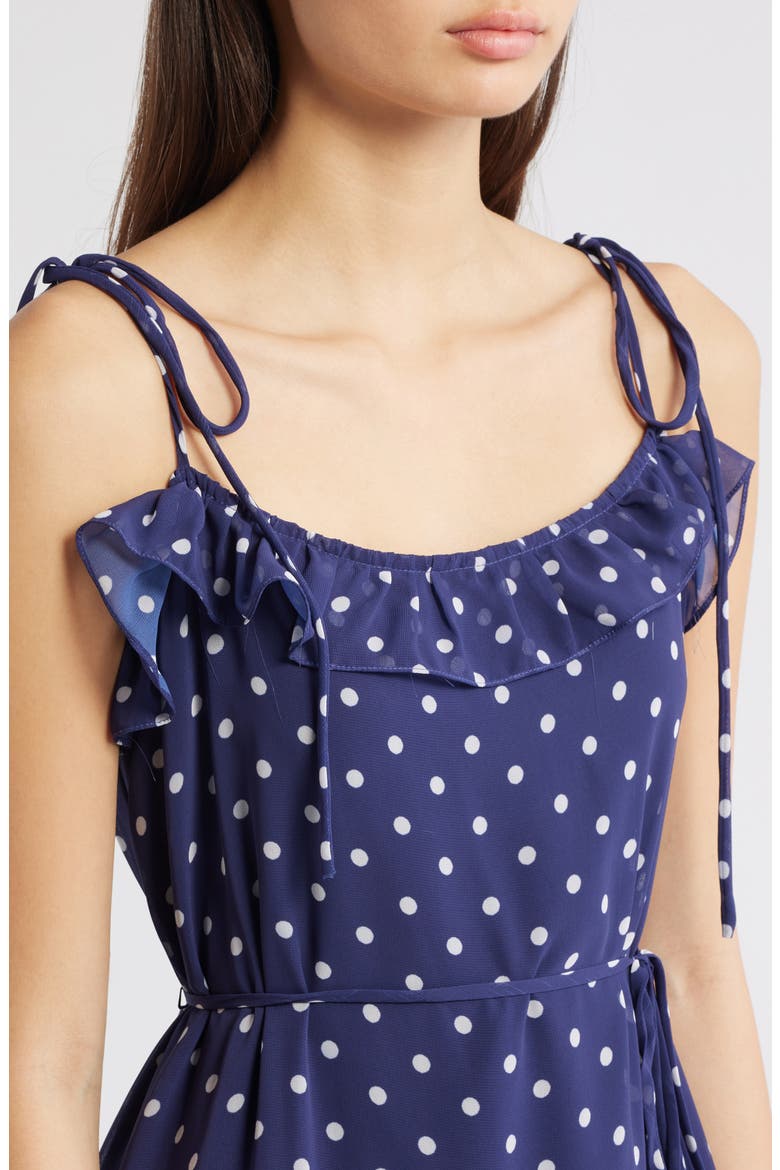 Polka Dot Tiered Maxi Dress, Alternate, color, NAVY IVORY