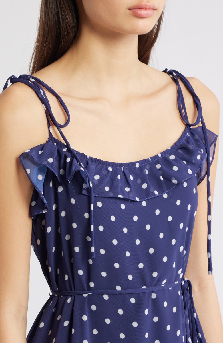 Julia Jordan Polka Dot Tiered Maxi Dress, Alternate, color, Navy Ivory