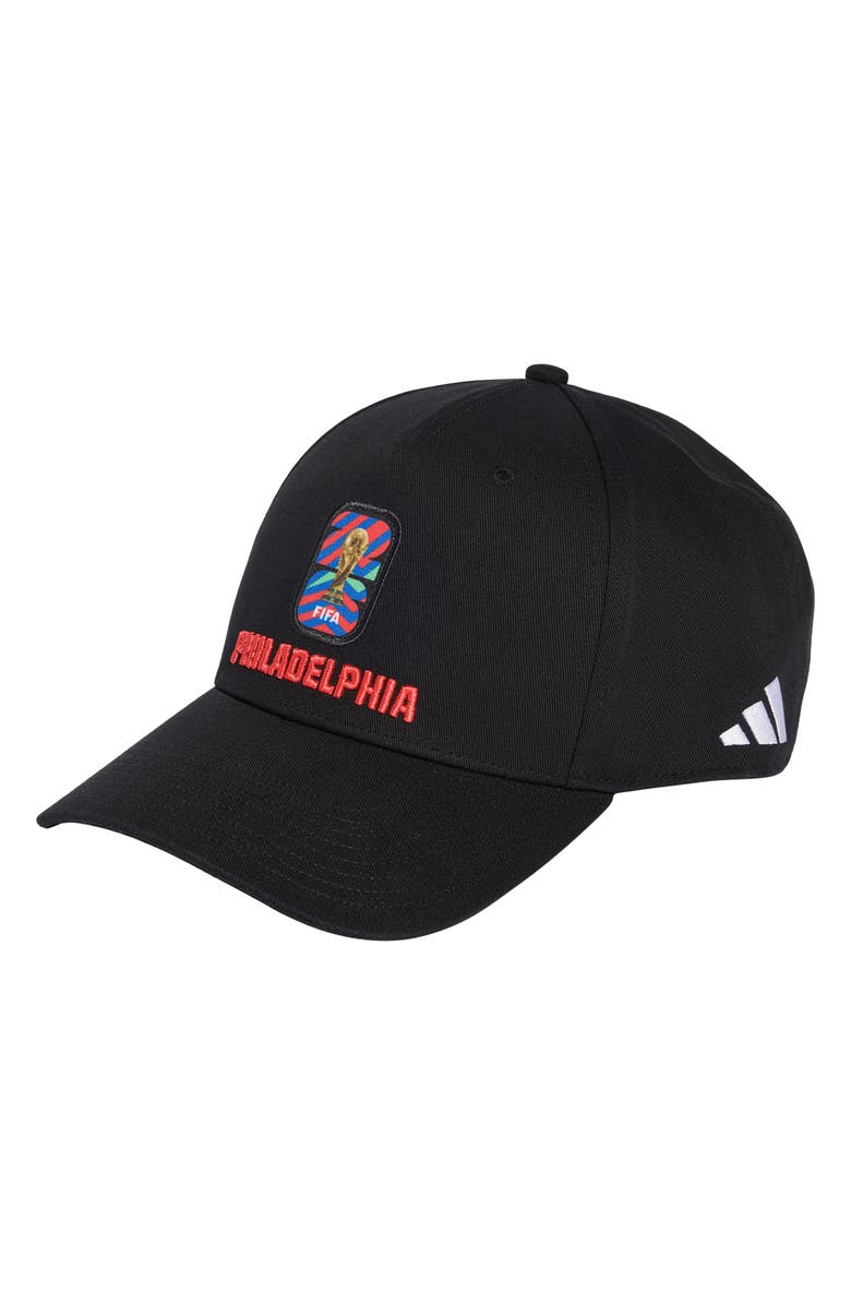 adidas FIFA World Cup 2026<sup>™</sup> Philadelphia Adjustable Twill Ball Cap, Main, color, Black/ White