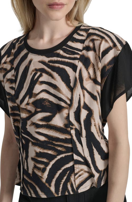 Dkny Chiffon Sleeve Knit Top In Multi