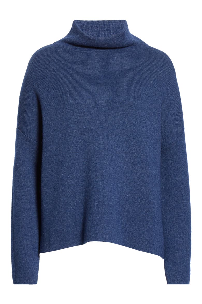 Funnel Neck Wool & Cashmere Blend Sweater, Alternate, color, HEATHER PEACOCK