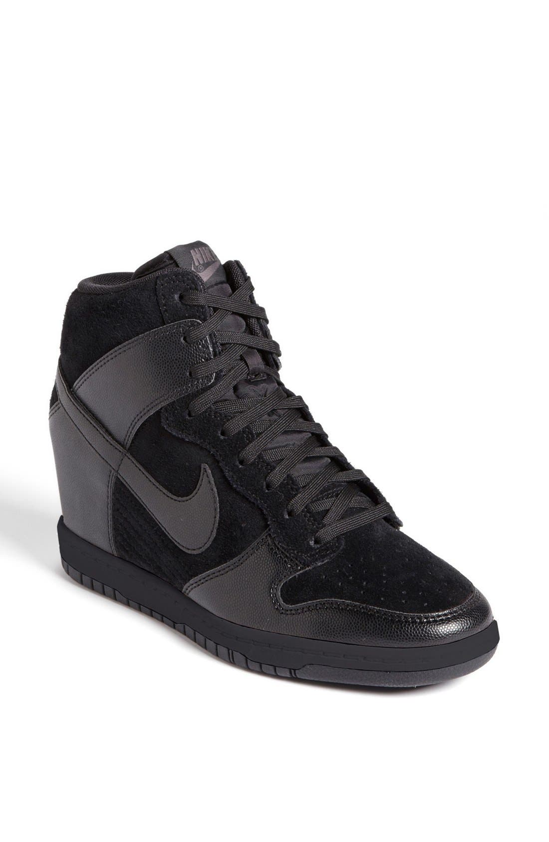 'Dunk Sky Hi' Wedge Sneaker, Main, color, BLACK/ BLACK