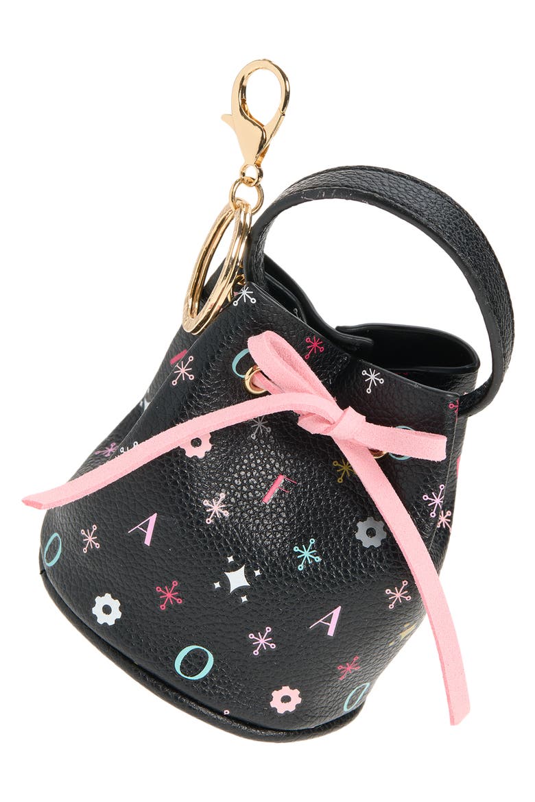 Kids' Mini Bucket Bag Key Chain, Main, color, BLACK
