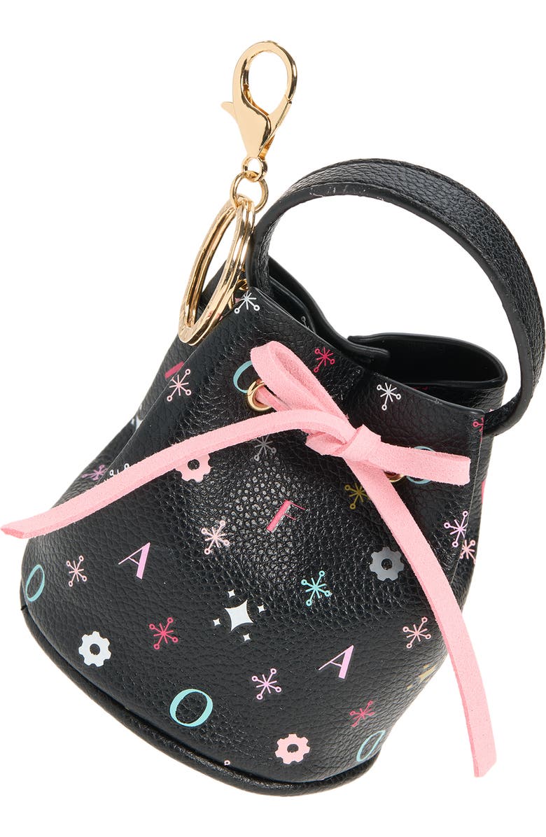 FAO Schwarz Kids' Mini Bucket Bag Key Chain, Main, color, Black