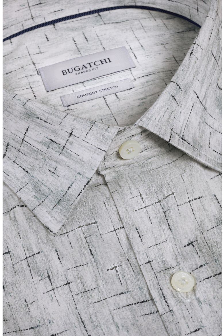 Julian Shaped Fit Abstract Geo Print Stretch Cotton Button-Up Shirt, Alternate, color, SHARK