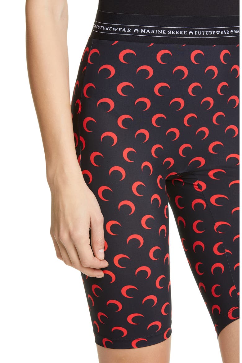 Crescent Print Jersey Biker Shorts (Nordstrom Exclusive), Alternate, color, ALL OVER BLACK/ RED MOON